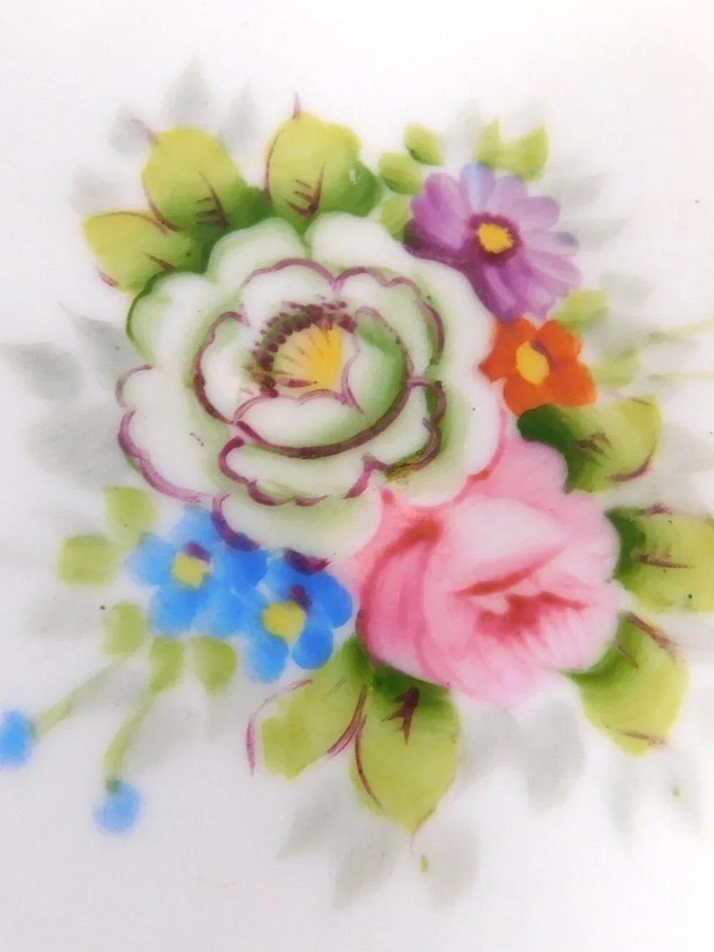 Noritake Lot of Five Floral Bread Plates with Beaded Gold Trim # 25058